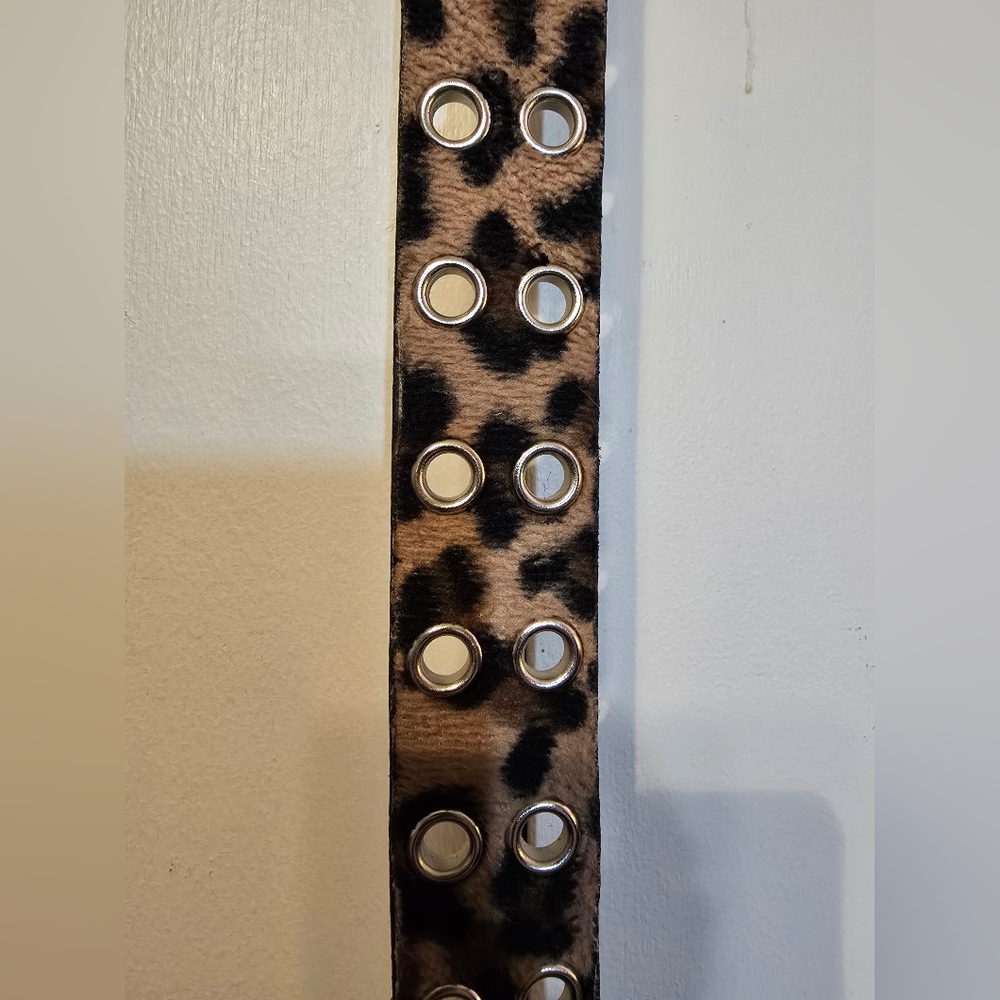 Leopard Print Belt Large w Grommets Y2k